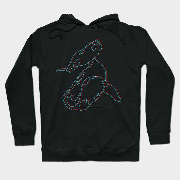 Glitchy Southern Right Whales - Mom and Calf Hoodie by Marina Rehder